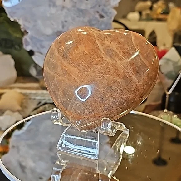 Peach Moonstone Heart- Huge 4.5" x 4.2" and 1.7 pounds